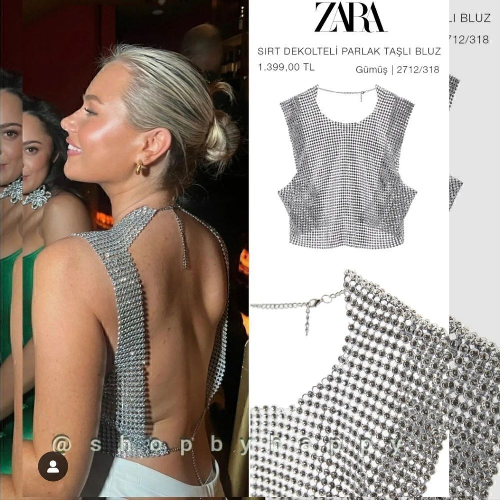 OPEN BACK RHINESTONE TOP ZARA NWT - Picture 5 of 17